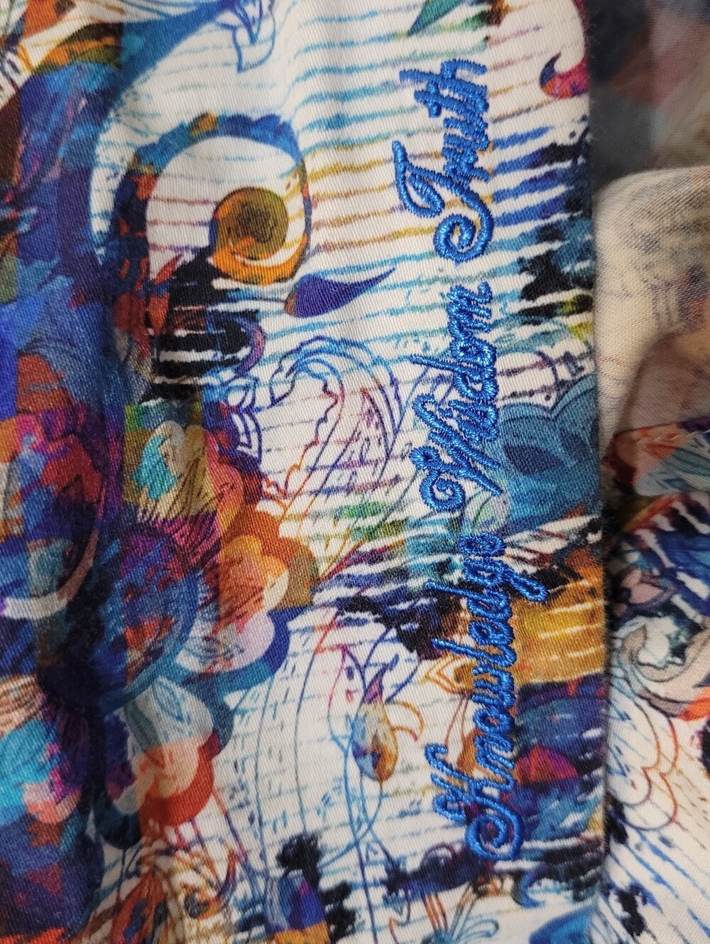 Robert Graham men's Blue Multi Floral Button-Up Shirt XL Classic Fit Abtract Y2K - Picture 8 of 10